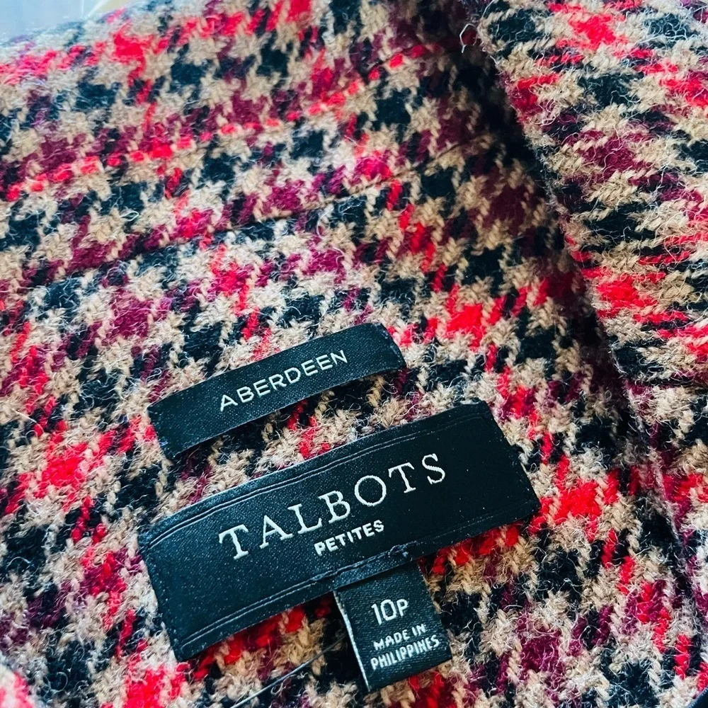 Talbots Petite Herringbone Plaid Velvet Collar Blazer - Picture 15 of 15